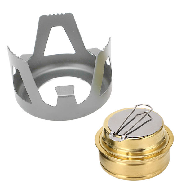 Mini Alkoholbrenner Messing Aluminiumslegering Sikker Vindtett Bærbar Mye Brukt Mini Backpacking Brenner for Camping Matlaging Grå