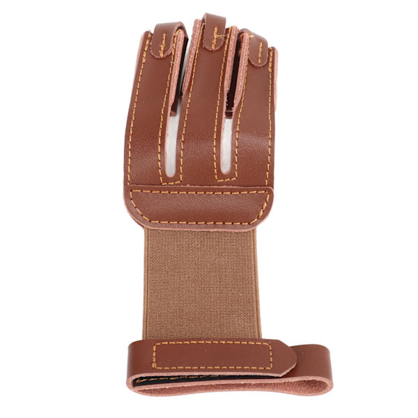 Bågskyttehandske Kohud Skyddande 3 Finger Guard Finger Tab Handske för jakt Skytte Inriktning Brun