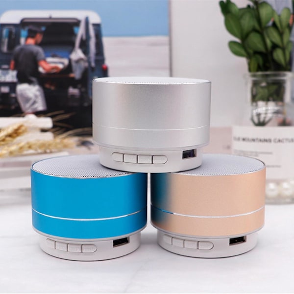 A10 Metall Bluetooth Høyttaler Mobiltelefon Datamaskin Notebook Subwoofer Mini Stålkanon Trådløst Kort Liten Høyttaler blue