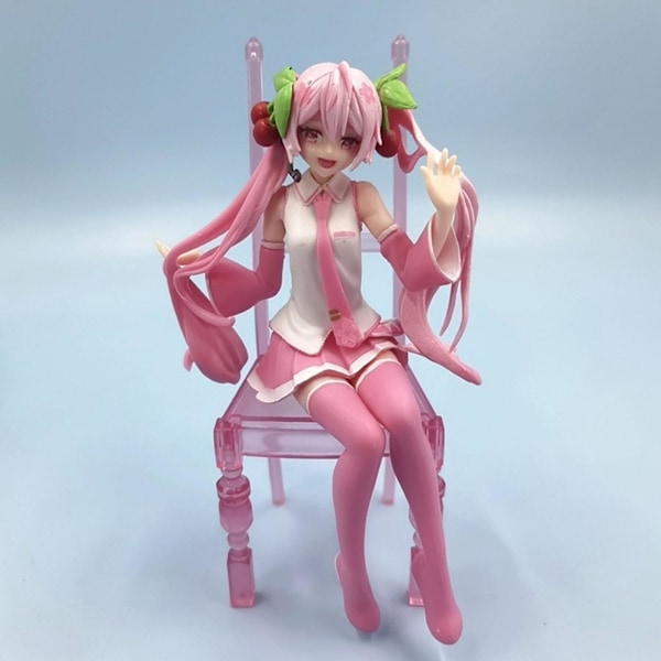 Hatsune Miku figur körsbärsblom kanin snö Hatsune söt flickig bilprydnad sittande Hatsune Miku