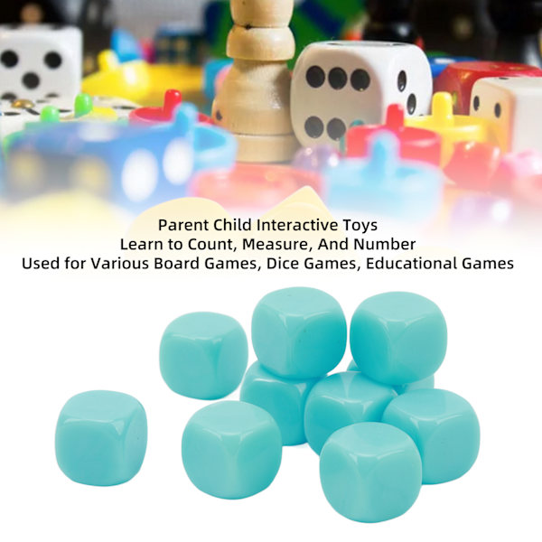 30 kpl hauskoja tyhjiä noppia Set DIY Puzzle Pyöreä kulma 6-sivuiset nopat lautapeleihin Matematiikan oppiminen Vaaleansininen