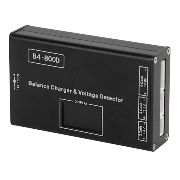 Batteri Litium Lipo balanceoplader Aluminiumlegering Batteribalanceoplader med spændingsdisplay til 2‑4S batteri