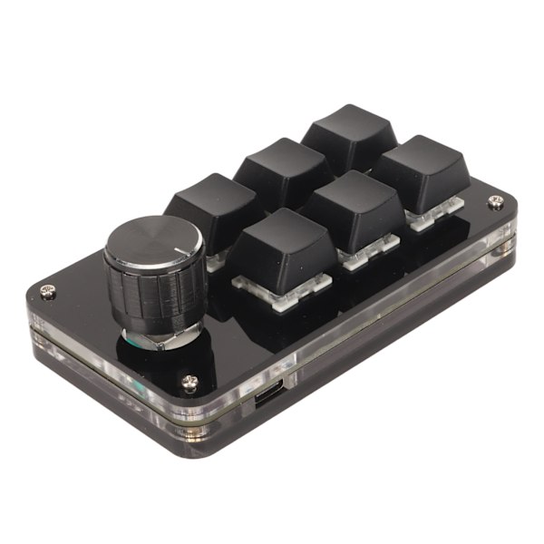 6 Tasters Mini Tastatur med Knott RGB Lys Blå Bryter Kablet Tilkobling Plug and Play DIY Programmerbar Enhånds Mekanisk Tastatur Svart
