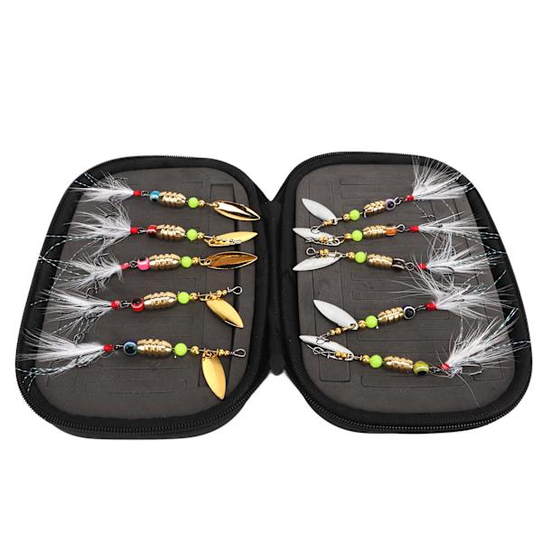 10 st Fiskedrag Gear Kit Fjäderkrok Ljus färg Saltvattenbeständig Paljettrotation Fiskedrag