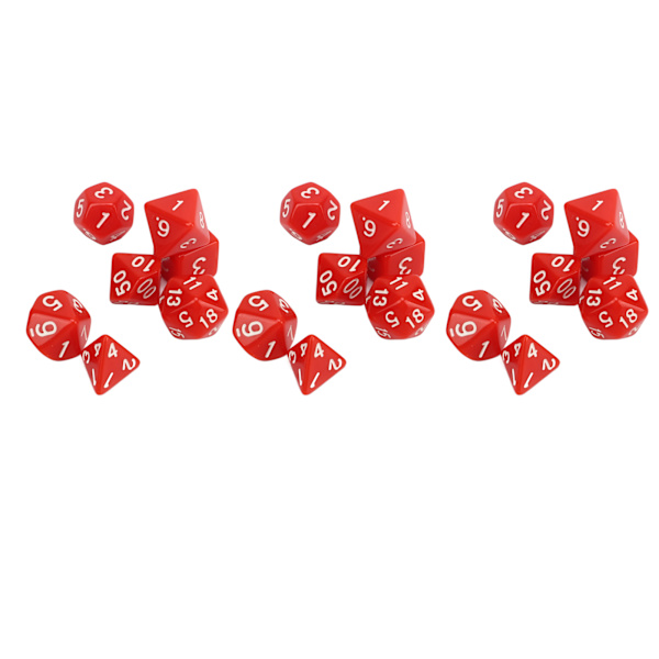 21-osainen monipuolinen noppasetti Vedenkestävä Turvallinen Käytännöllinen Puzzle Lautapeli Polyhedralinen Noppasetti Punainen