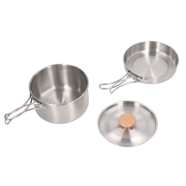 Køkkengryde og pandesæt 304 rustfrit stål Bærbar Camping Køkkengrej Mess Kit med opbevaringstaske til vandreture Backpacking