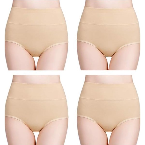 5 st Ren bomull dam hög midja magkontroll trosor stora briefs Skin tone M
