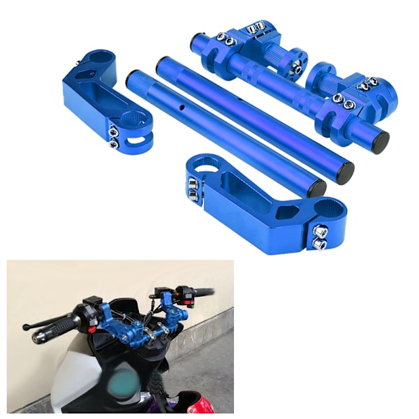 7/8\" 22mm Justerbart CNC Motorcykel Styrestangssystem til 125cc Pit Bike Dirt Bike Blå