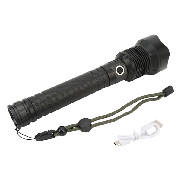 Superljus ficklampa USB-laddning 3 lägen Zoombar IPX7 vattentät LED-handhållen ficklampa för campingvandring