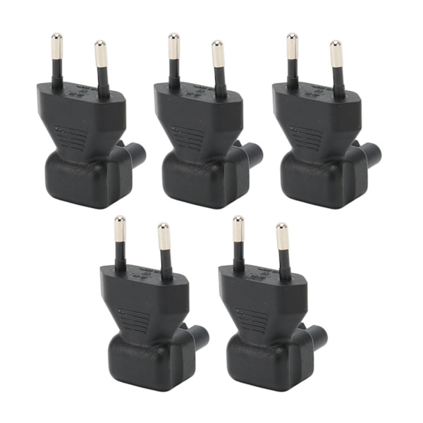 5 stk. EU-stik til IEC320 C7 strømadapter EU-stik han til IEC320 C7 hun strømstikadapter Albuekonnektor EU-stik 125‑250V