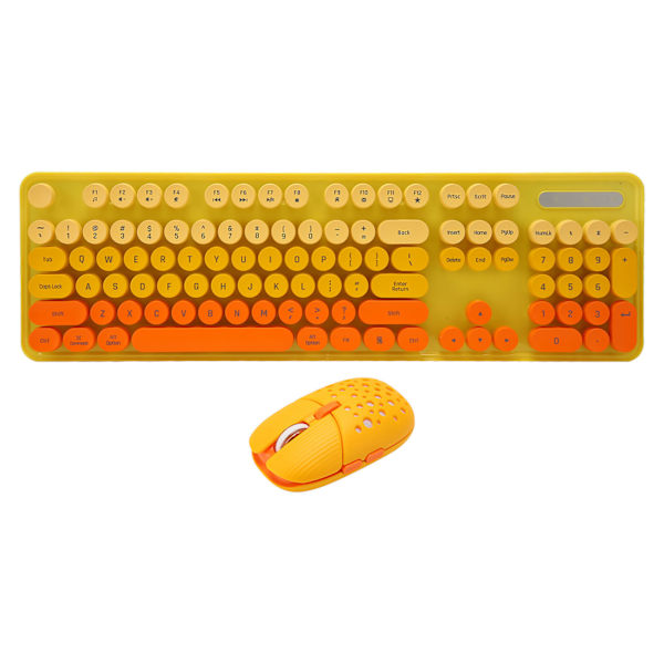 Trådlöst tangentbord och mus-combo 2.4G Trådlöst läge Enkel användning Retro Punk-tangentbord med 3 DPI Justerbar gamingmus Blandad färg Gul