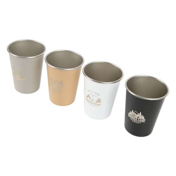 4 st Campingkoppset 350ml 304 Rostfritt stål Hög hårdhet Lättvikt 4 Färger Utomhusresor Picknick Dryckkoppar Vildmarksstil