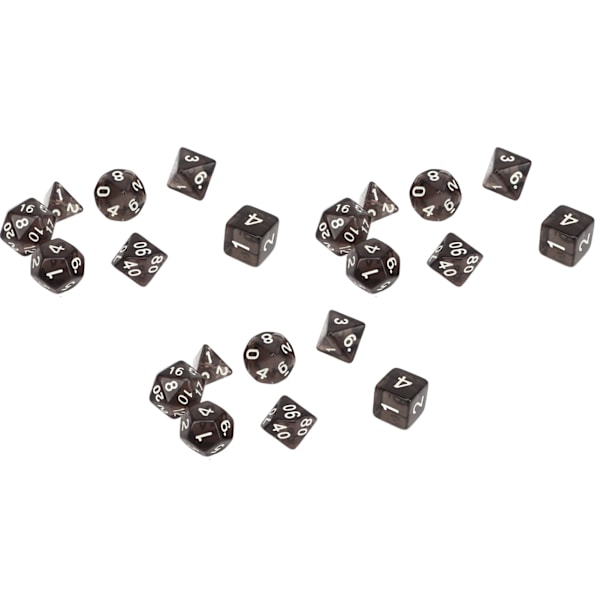 21 stk. Flerfacetteret terningesæt Vandtæt Sikkert Praktisk Puslespil Brætspil Polyhedral Terningesæt Gennemsigtig Sort