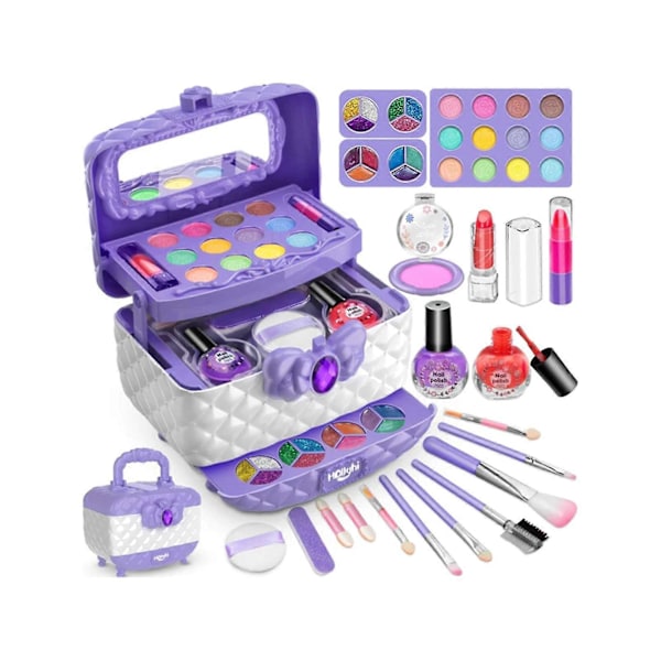 Tvättbara sminkleksaker för barn, flickors prinsessminkboxset, ögonskugga komplett set, presentförpackning för uppträdanden