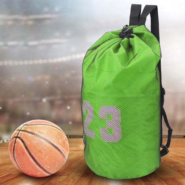 Sport Oxford Cloth Drawstring Bag Treningsryggsekk for Basketball Fotball Grønn