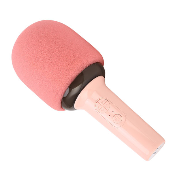 Trådlös Bluetooth-mikrofon HiFi One Piece Portable Handheld Mic-högtalare med 5 Ambient Light Modes för Home Kid Vuxen Rosa