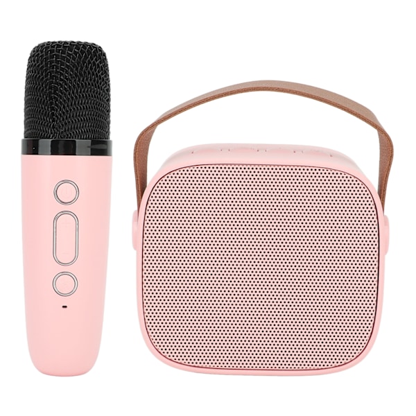 Mini karaokemaskin med trådløs mikrofon Bærbar Bluetooth-høyttaler for barn Voksne Rosa