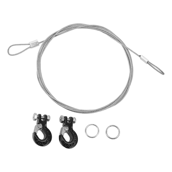 2 stk. RC slepekrok aluminiumslegering Robust RC klatrebilkrok med stålwire for 1/10 fjernkontrollbiler svart
