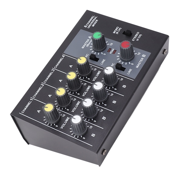 Mini Lydmixer 8 Ind 2 Ud 4 Kanal Stereo og 8 Kanal Mono Mikrofon Linjemixer til Studie Scene Små Klubber Bar 100 til 240V EU-stik