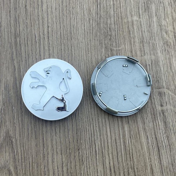 4 st. Passar Dongfeng Peugeot 301 307 308 408 508 3008 4008 206 navkapsel silver centrumkåpa logo 60mm