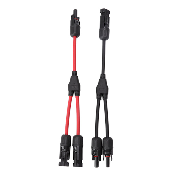 2 ST Y-grenar Solar Connectors 1 till 2 Splitter Solar PV Parallell Adapter Kabel Trådkontakt 1000V DC Röd Svart