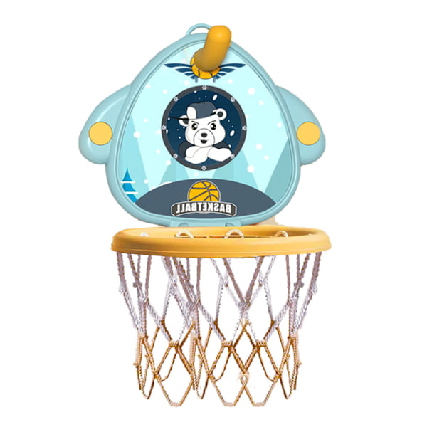 Barnbasketbågesats Höjdjusterbar litet väggfäste inomhus basketstativ Hoopsats Basketmål Leksak med bollpump Cyan