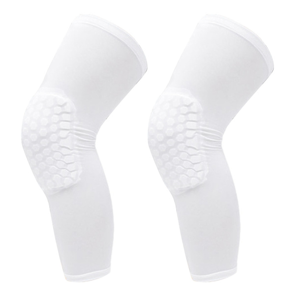 2 KPL Polvituki unisex pidennetty hunajakennon törmäyssuoja kompressio polvihiha koripalloon Valkoinen L 175-185 cm pituudelle