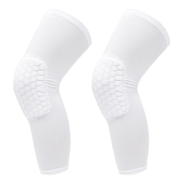 2 STK Knäbygel unisex förlängd honeycomb antikollisionskompression knähylsa för basket Vit L för 175-185 cm höjd