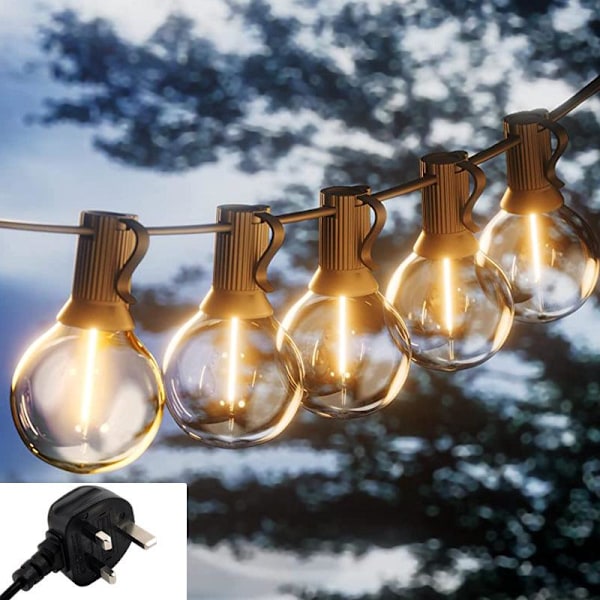 Utomhus Ljusslinga, 15m Utomhusbelysning med 25 G40 Okrossbara LED-lampor (Plus 1), Vattentäta Hängande Ljusslingor