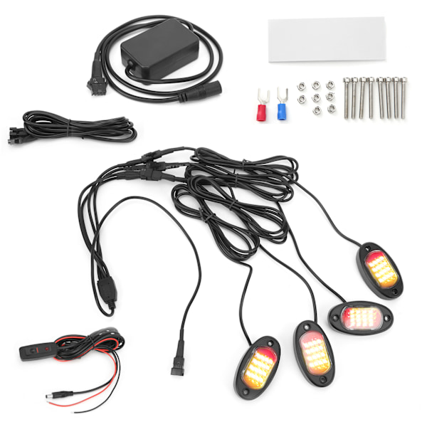 LED Rock Light Kit 1V4 Bluetooth Fjernkontroll Neon Vanntett Musikklampe for Bil Offroad Lastebil Chassis