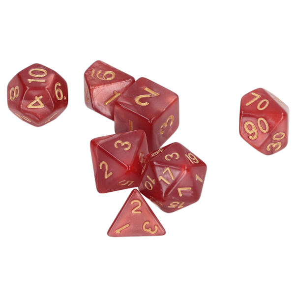 5 set flersidiga tärningar Set Gold Number Pearl Polyhedron tärningar för interaktiva spel skolmaterial Mörkröd