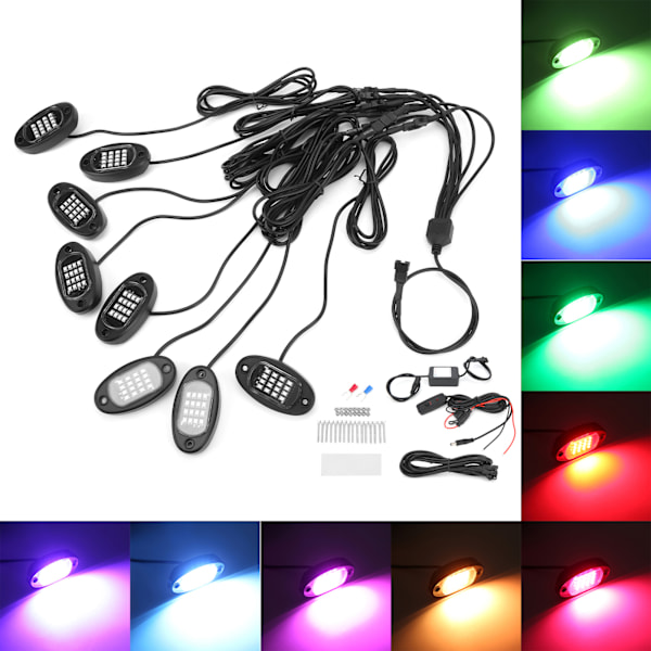 LED-belysning för bil, underrede, Bluetooth-fjärrkontroll 1V8 för terrängbilar, ATV, UTV, motorcyklar