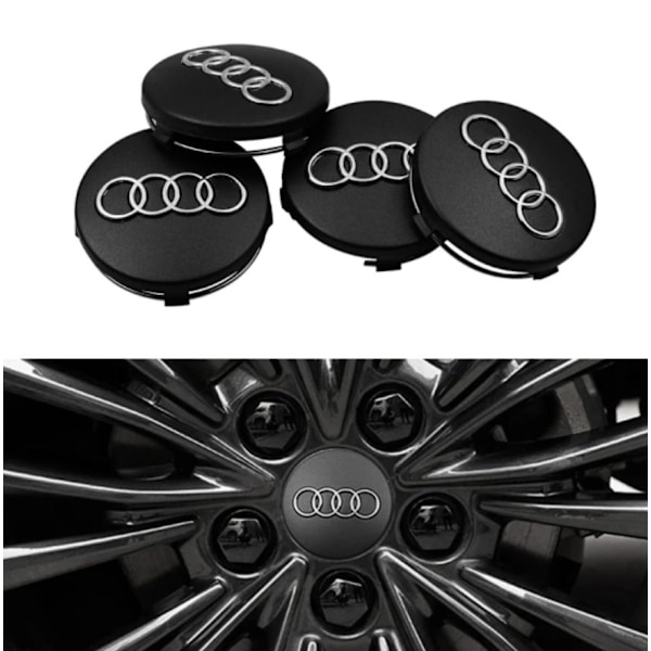4 st Passar Audi A6L A8 A1 A3 A4 A6 C5 Q7 importerad Q5L hjulnavkapsel nav centrumkapsel svart däckkapsel 60mm