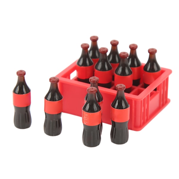 1:12 Mini sodavandsflaske Mininatur falske drikkeflasker med opbevaringskurv Simulering Drik Ornament Model Hjem Køkken Indretning Legetøj Rød