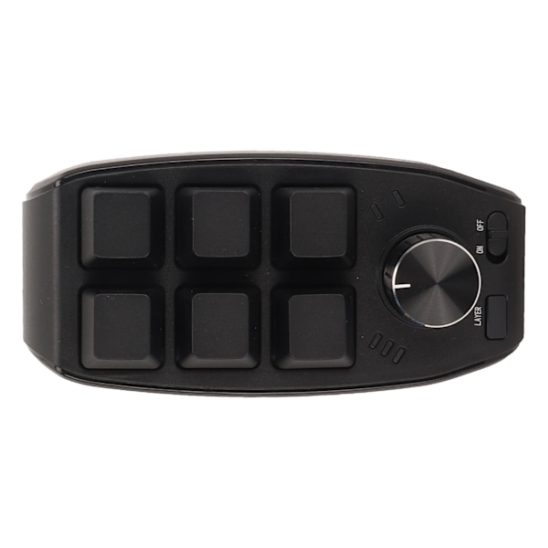 6 Tangenters Mini Keypad med Vred Programmerbar Dubbellägesanslutning Generell Enhands Mekanisk Keypad för Gaming Svart