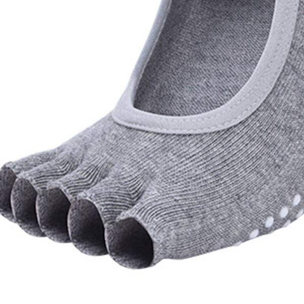 Joogasukat, puolisormet, hengittävät, avoin nilkka, liukumattomat, pehmeät, ihoystävälliset, kampapuuvillaiset varvassukat, pilates-sukat, harmaat