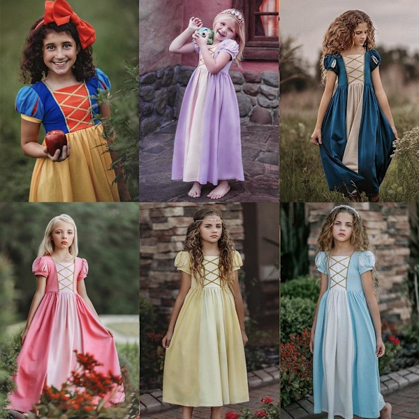 Europæisk og amerikansk prinsessestil kjole prinsessekjole Belle Prinsesse Askepot Snehvide kjole Halloween fest julegave Merida 120cm