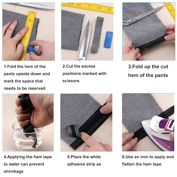 3/10m Självhäftande Snabb Byxfåll Strykning Byxfåll Förkortning Reparationsbyxor Lämpliga för Jeans DIY Sömnadsmaterial beige 10mm