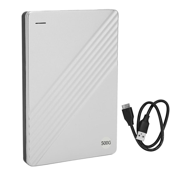 Extern Hårddisk Ultratunn 2.5 Tum USB 3.0 Aluminiumlegering Plug and Play Mobil Hårddisk för Dator TV Telefon Silver 500GB