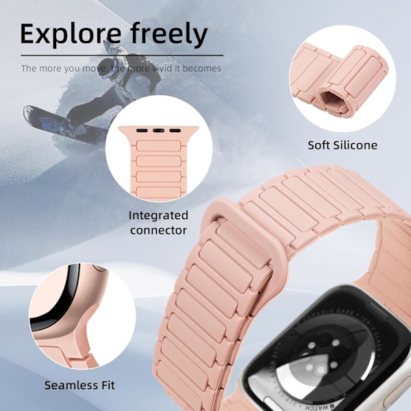 Sopii Apple Watch -rannekkeisiin, vapaasti säädettävät magneettirannekkeet, Apple Watch SE 10. sukupolvi luumu kukka Ultra -kellorannekkeet pink 42/44/45/46/49 mm