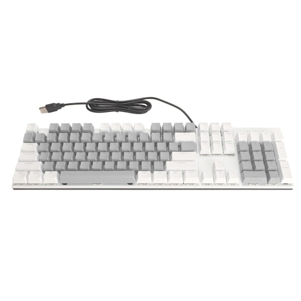 104 Tangenters Mekaniskt Gamingtangentbord 28 Bakgrundsbelysningslägen Blå Brytare Plug and Play RGB Trådbundet Datortangentbord för Windows för Linux Vit Grå