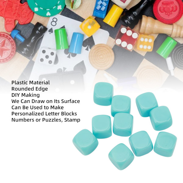 30 kpl hauskoja tyhjiä noppia Set DIY Puzzle Pyöreä kulma 6-sivuiset nopat lautapeleihin Matematiikan oppiminen Vaaleansininen