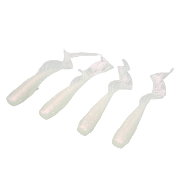 4 stk Fiskesluk Simulering Fiskeagn Naturtro PVC for ferskvannsbass Mandarin Fisk Hvit