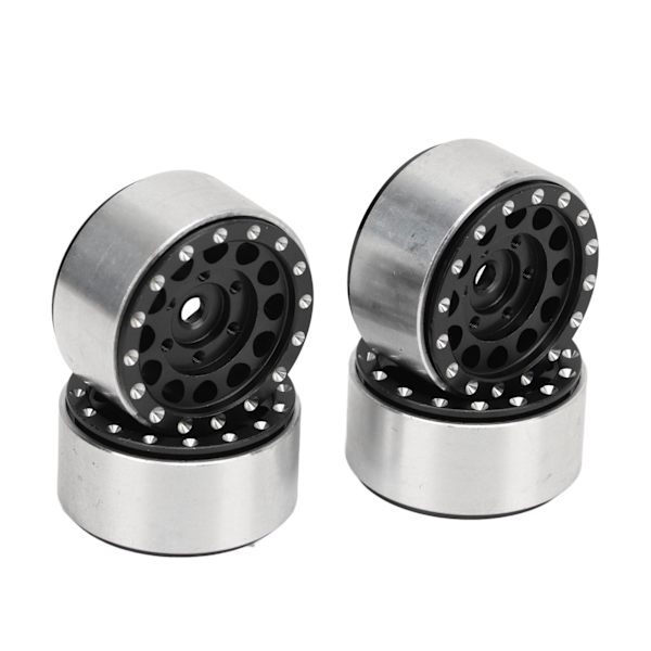 4 KPL RC Beadlock Pyörännavat Alumiiniseos RC Pyöränvanteet Navat Traxxas 1/18 RC Autoille Axial SCX24 1/24 RC Autoille Musta