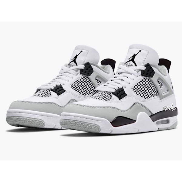 Jordans 4 Retro Military Black Herr och Dam Original AJ4 Sneakers 44