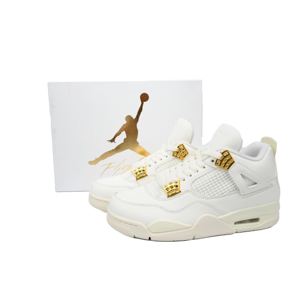Jordans 4 Retro WMNS \"Sail\" AQ9129-170 för män och kvinnor, original AJ4-sneakers 41