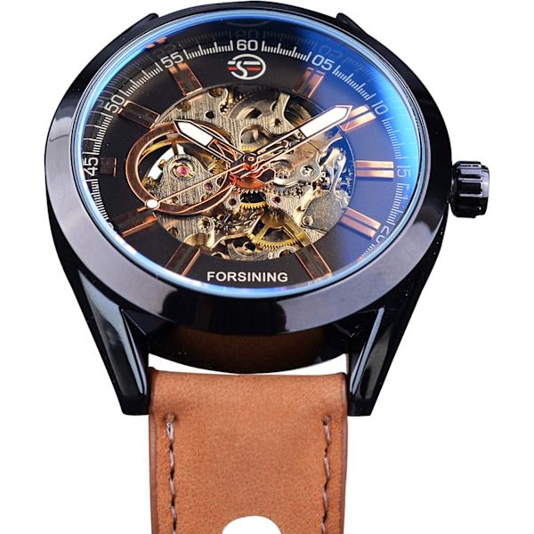 3D Blå Hardlex Glas Herr Transparent Sport Casual Mekanisk Automatisk Armbandsur Toppmärke Lyx