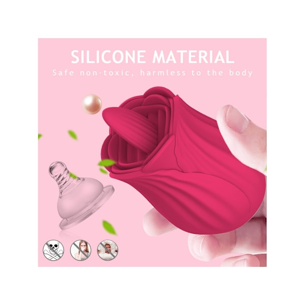 Mini Ros Tunga Slickande Vibrator för Kvinnor (Röd)