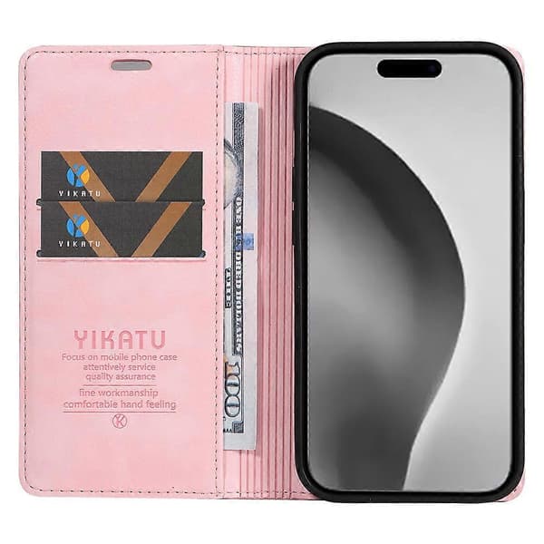iPhone 16 Pro Max -lompakkokotelo nahkaa magneettisella sulkimella