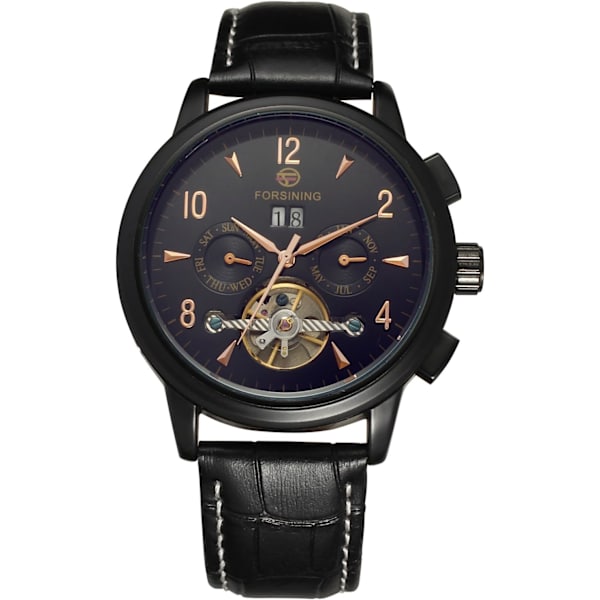 Herrklocka Automatisk Tourbillon Dag Kalender Läderarmband Militärkollektion FSG16577M3B1